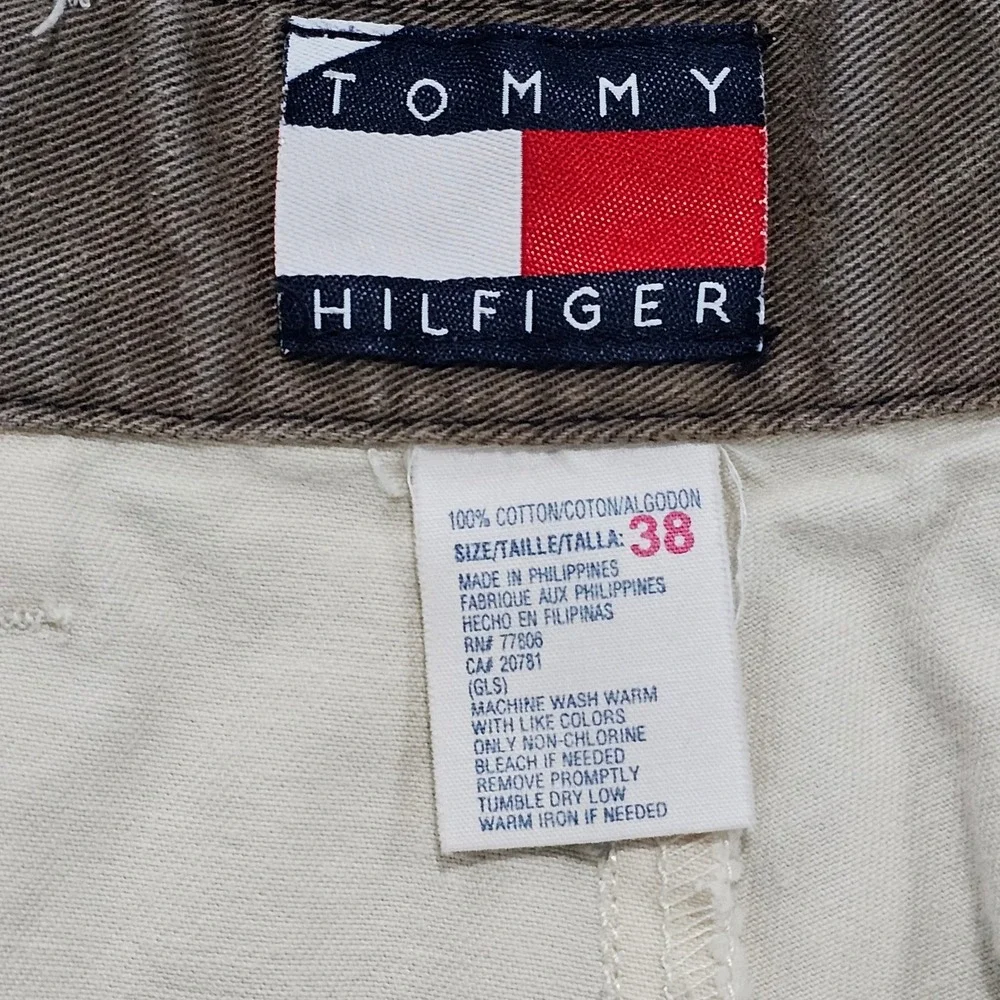 Tommy Hilfiger Shorts Men's Size 38 Beige Pleated Chino Cotton Twill Classic Fit